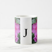 Monogram Roze Floral Foto Koffiemok (Center)