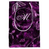 Monogram Roze  Floral GIft Bag Medium Cadeauzakje (Voorkant)