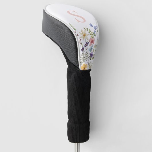 Monogram Roze Floral Golfheadcover (Schuin)