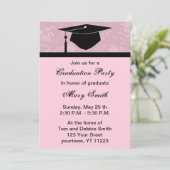 Monogram Roze Floral Graduation Party Kaart (Staand voorkant)