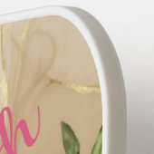 Monogram roze Floral Green Leaves Gold Swirl Women Pickleball Paddle (Links Detail)