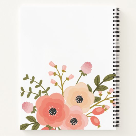 Monogram  Roze Floral Greenery Notitieboek (Achterkant)