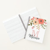 Monogram  Roze Floral Greenery Notitieboek (Binnen)