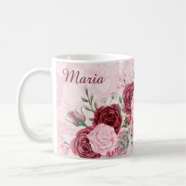 Monogram Roze Floral Koffiemok