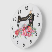 Monogram roze Floral  naaimachine Grote Klok (Hoek)