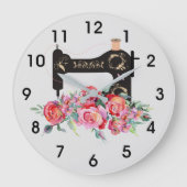 Monogram roze Floral  naaimachine Grote Klok (Voorkant)