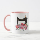 Monogram roze Floral  naaimachine Mok (Links)