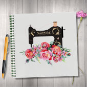 Monogram roze Floral  naaimachine Notitieboek