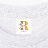 Monogram roze Floral Naam IJzer op Kleding Labels (Aangebracht)