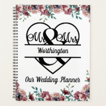 Monogram Roze Floral Name Heart Wedding