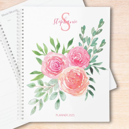 Monogram Roze Floral Planner