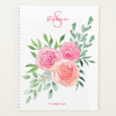 Monogram Roze Floral Planner (Voorkant)