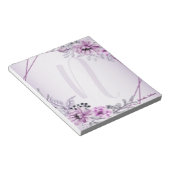 Monogram Roze Floral Violet Paars Lijst Modern Notitieblok (Schuin)