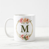 Monogram Roze Floral Waterverf Mok (Links)
