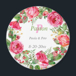 Monogram Roze Floral Wedding Magneet<br><div class="desc">Monogram Roze bloemenmagneet. Prachtig voor bruiloften,  vrijgezellenfeesten en feestartikelen,  inclusief en welkomstpakketten. Maar hun gebruik gaat verder dan bruiloften. Ze zijn leuk voor feestgunsten voor Jubilea en open huisfeesten,  of een nieuw huis.</div>