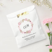 Monogram  Roze Floral Wreath Wedding Bedankzakje (Gezegeld)