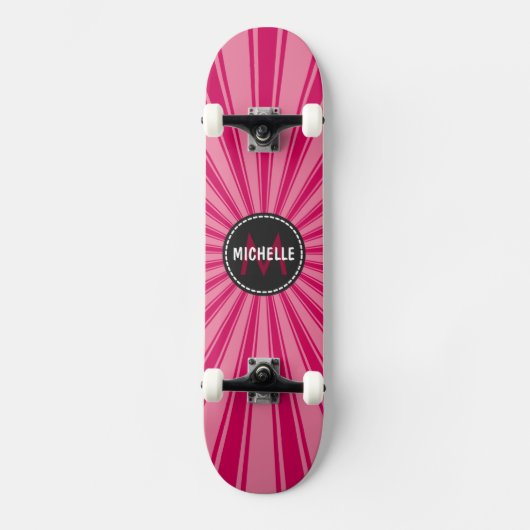 Monogram Roze Funky Zonnestralen Patroon Skateboard (Voorkant)