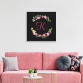 Monogram Roze, Geel en Groene Florenz Waterverf Canvas Afdruk (Insitu (Woonkamer))