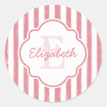 Monogram  roze gekleurde strips en naam