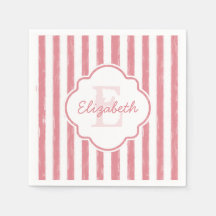 Monogram  roze gekleurde strips en naam