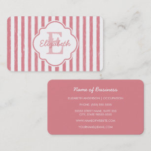 Monogram roze gekleurde strips en naam visitekaartje