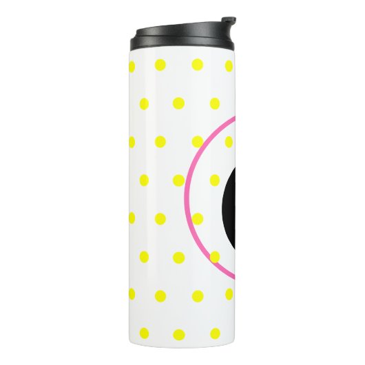 Monogram roze gele pokkendots thermosbeker (Gedraaid links)
