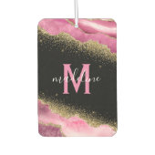 Monogram Roze Geode Agate Gold Glitter Air Freshen Luchtverfrisser (Voorkant)