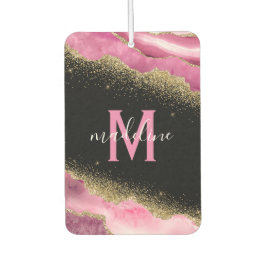 Monogram Roze Geode Agate Gold Glitter Air Freshen Luchtverfrisser