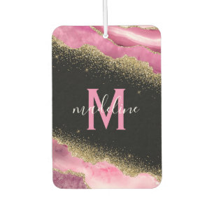 Monogram Roze Geode Agate Gold Glitter Air Freshen Luchtverfrisser