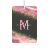 Monogram Roze Geode Agate Gold Glitter Air Freshen Luchtverfrisser (Achterkant)