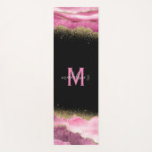 Monogram Roze Geode Agate Gold Glitter Yogamat (Voorkant)