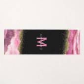 Monogram Roze Geode Agate Gold Glitter Yogamat (Voorkant (horizontaal))