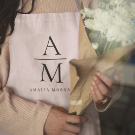 Monogram roze gepersonaliseerd Schort