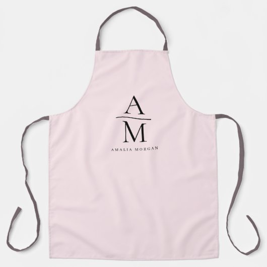 Monogram roze gepersonaliseerd Schort (Voorkant)