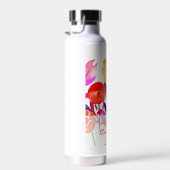 Monogram Roze Gepersonaliseerde bloemen Waterfles (Rechts)