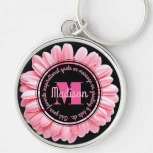 Monogram Roze Gerbera voegt je eigen berichtaanjag Sleutelhanger