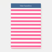 Monogram roze gestreept post-it® notes (Voorkant)
