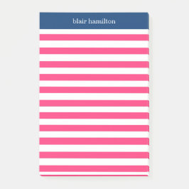 Monogram roze gestreept post-it® notes