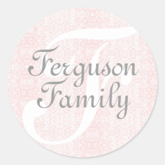 Monogram (roze) gezinstickers ronde sticker