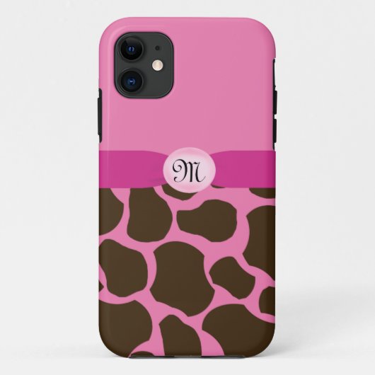 Monogram Roze Giraffe Case-Mate iPhone Case (Achterkant)