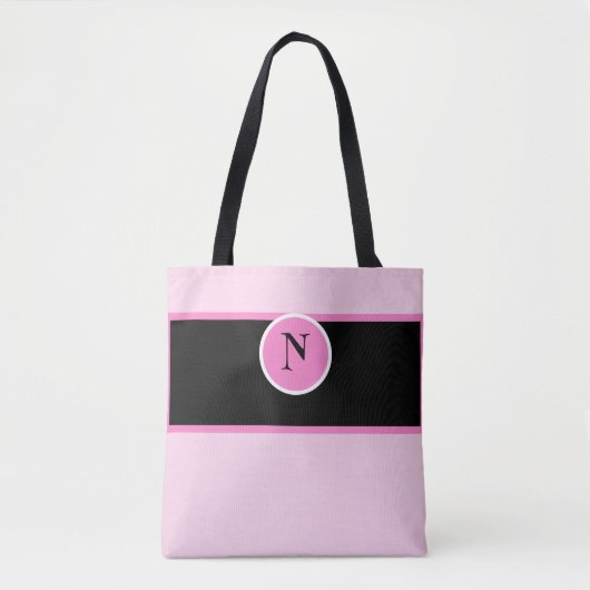 Monogram Roze Girly Custom Tote Bag (Voorkant)