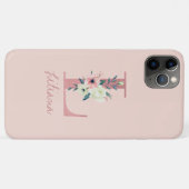 Monogram Roze Glitter Bloem Letter L Licht Roze Case-Mate iPhone Case (Achterkant (horizontaal))
