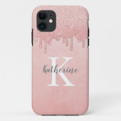 Monogram roze glitter druppelt gloed Case-Mate iPhone case (Achterkant)