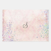 Monogram Roze Glitter Elegante Trendy Inpakpapier Vel (Voorkant 2)