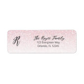 Monogram Roze Glitter Etiket (Voorkant)