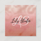 Monogram roze glitter getextureerd Visitekaartje (Voorkant)