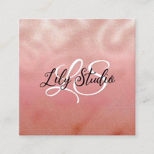 Monogram roze glitter getextureerd Visitekaartje (Voorkant)