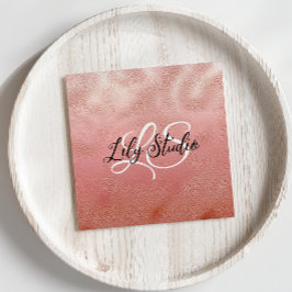 Monogram roze glitter getextureerd Visitekaartje