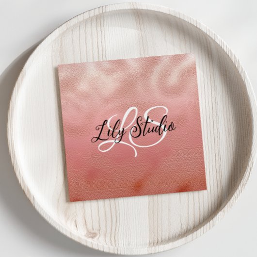 Monogram roze glitter getextureerd Visitekaartje