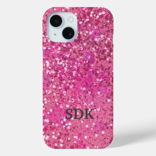 Monogram Roze Glitter Glamour Meisjesachtige Trend Case-Mate iPhone Case (Achterkant)